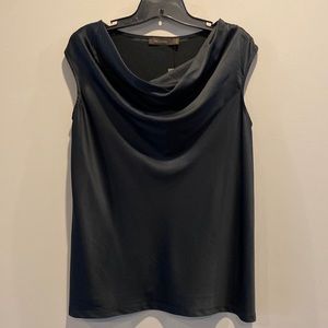 The Limited black sleeveless blouse with cowl neck, satin front